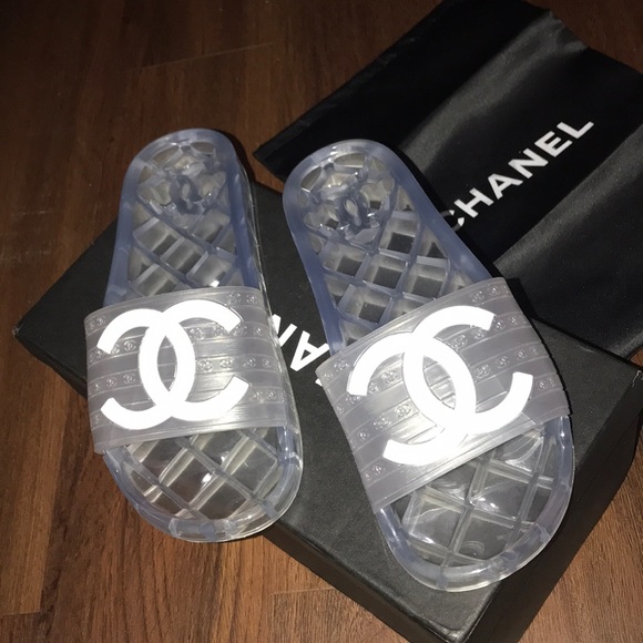 chanel sandals clear